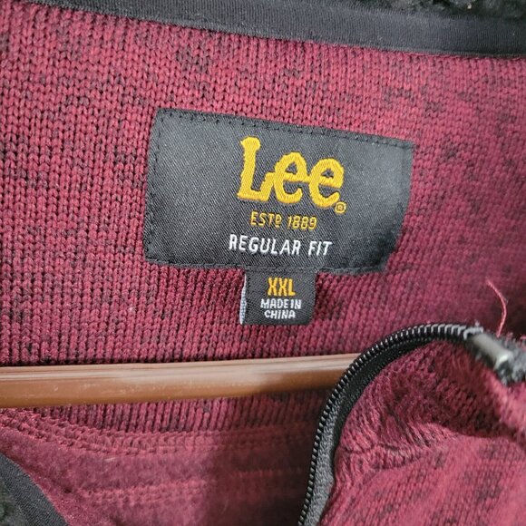 Lee XXL Regular Fit Men's Zip Up Jacket long sleeves 2XK Marled red/black pocket - Picture 8 of 10